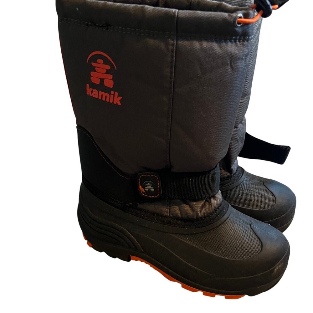 Kamik snow boots kids size 4 orange and grey